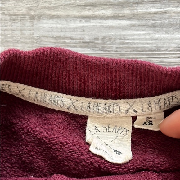 La Hearts Multicolored Crew Neck 3/4 Sleeve Sweatshirt - Picture 2 of 3